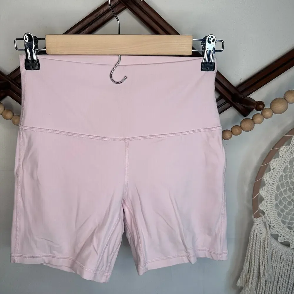 Lululemon Align Hi Rise Strawberry Milkshake Pink Biker Shorts - Picture 2 of 4